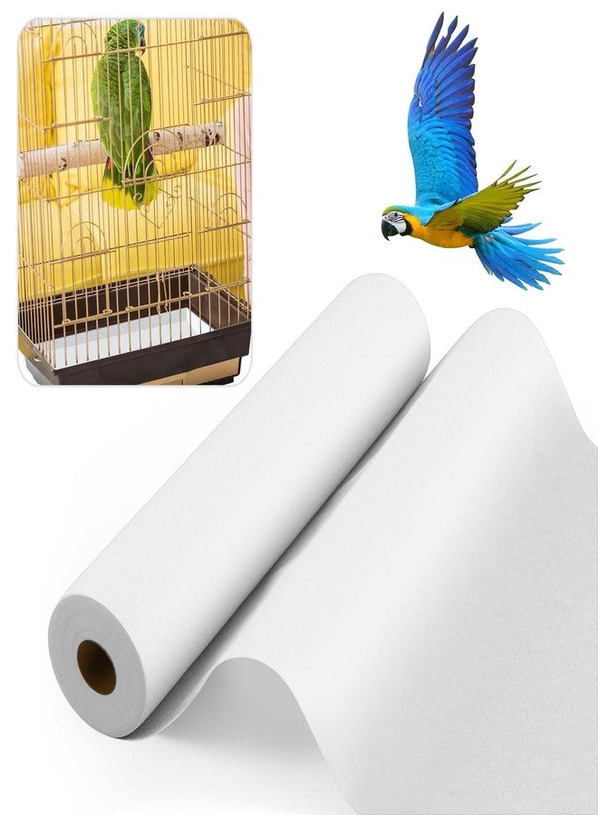 Drydiet 100 ft x 22 Inch Bird Cage Liner Disposable Cages Cushion Pad Mat Precut Absorbent Bird Cage Paper Large Parakeet Cage Liners Accessories for Pet Animal Bird Parrot (White) - Image 1